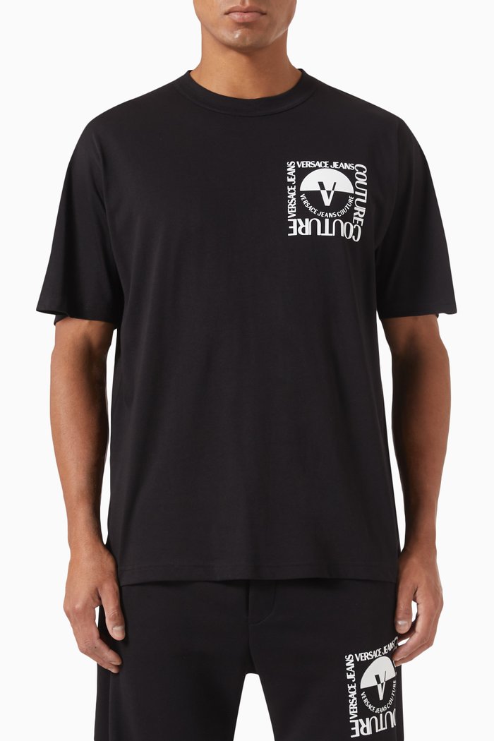 

Square V-Emblem T-shirt in Organic Cotton Jersey, Black