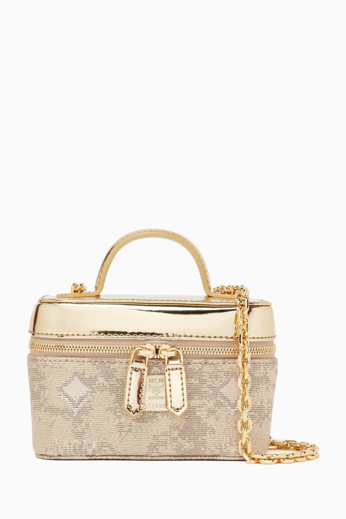 

Mini Cube Crossbody Bag in Metallic Leather
