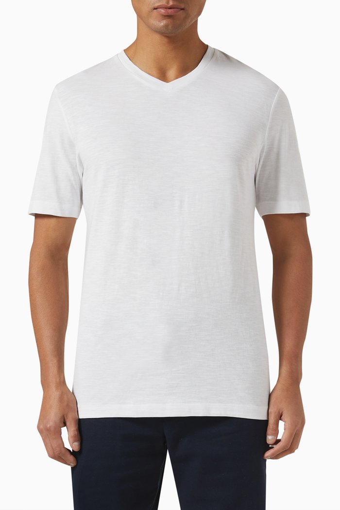 

V-neck T-shirt in Cotton, White