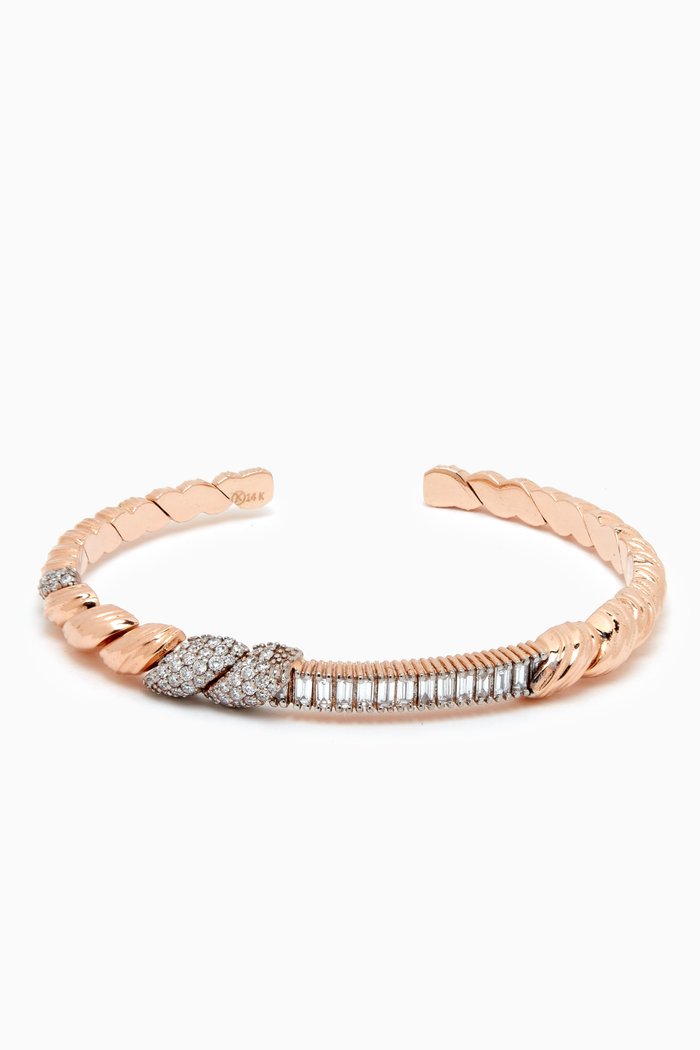 

Cordelia Diamond & Ruby Cuff in 14kt Rose Gold, White