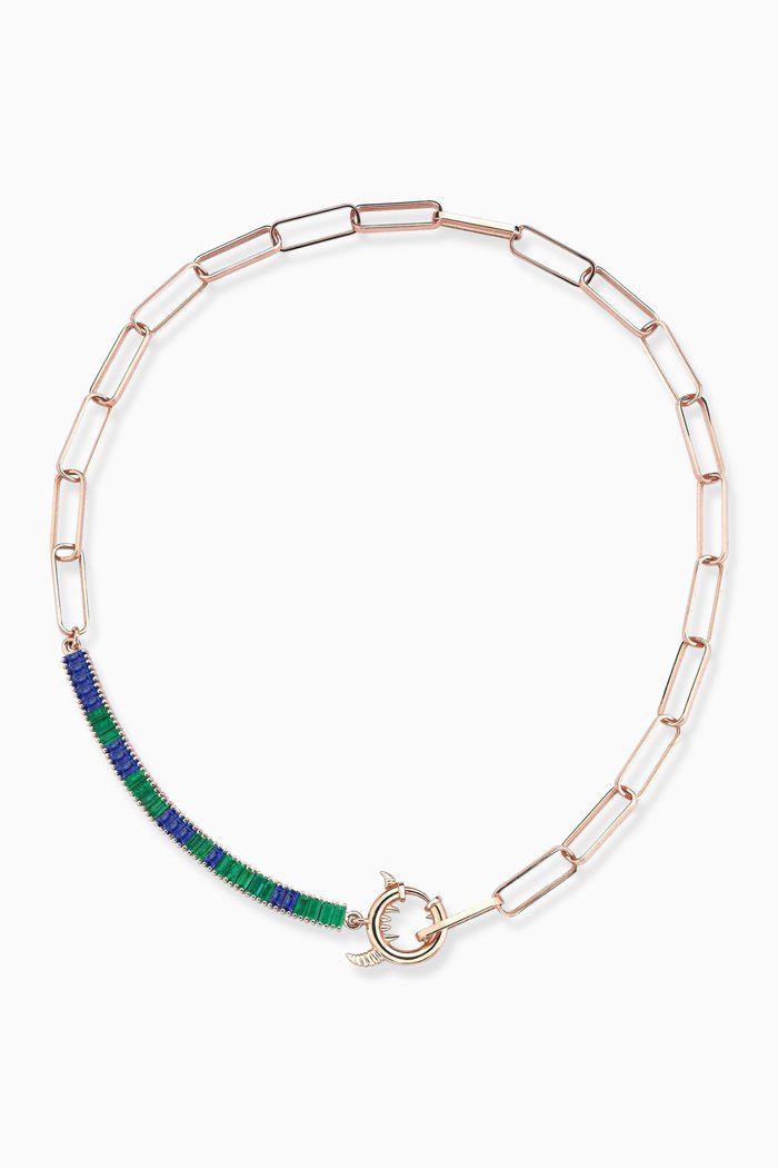 

Naughty Emerald & Sapphire Necklace in 14kt Rose Gold