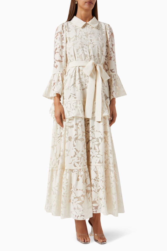 

Tiered Maxi Dress in Lace, White