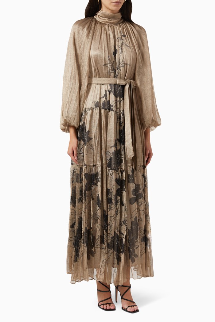 

Printed Maxi Dress, Grey