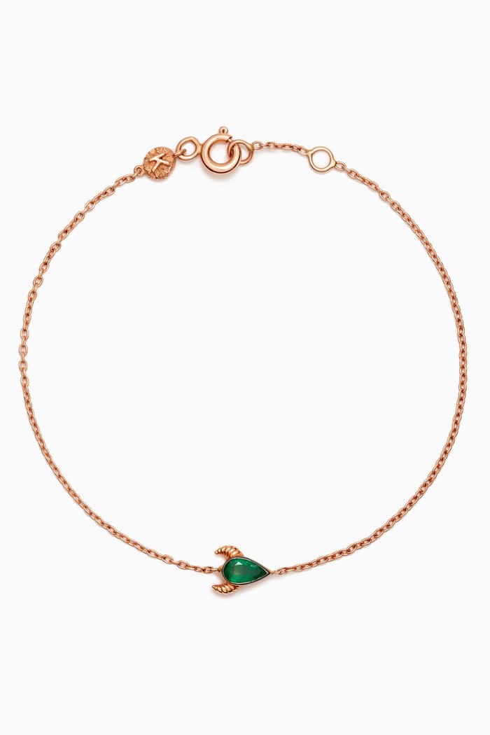

Bull Emerald Bracelet in 14kt Rose Gold, Green