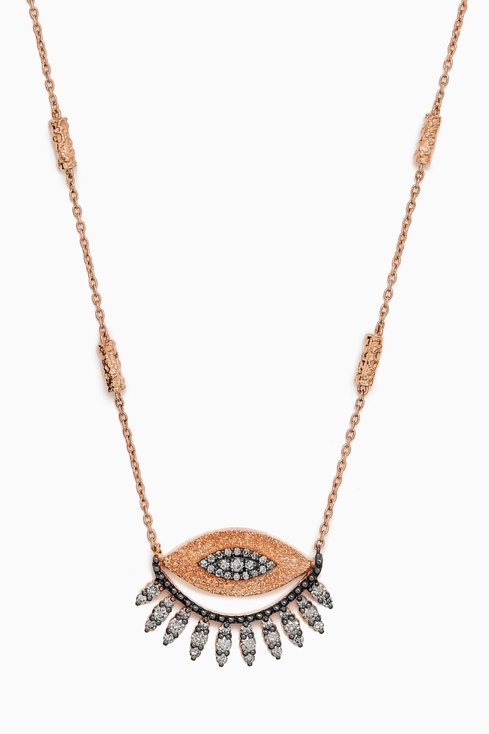 Raia Champagne Diamond Necklace in 14kt Rose Gold, White
