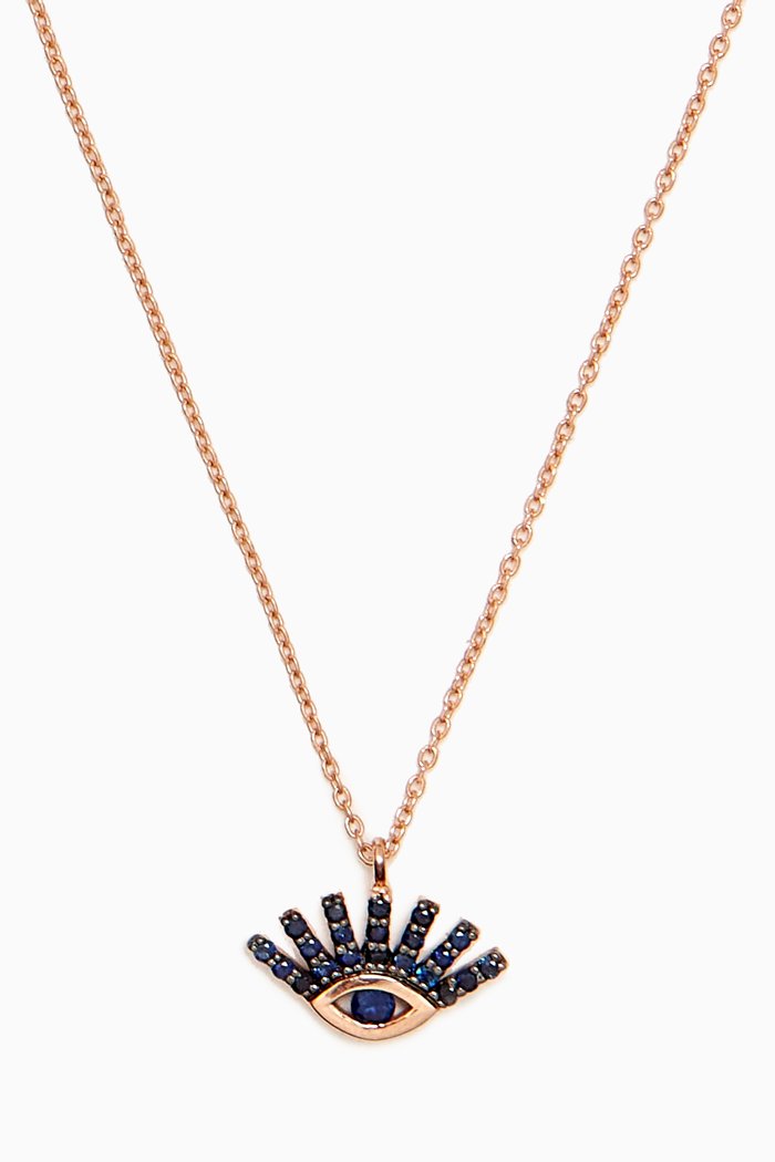 

Evil Eye Diamond Necklace in 14kt Rose Gold, Blue