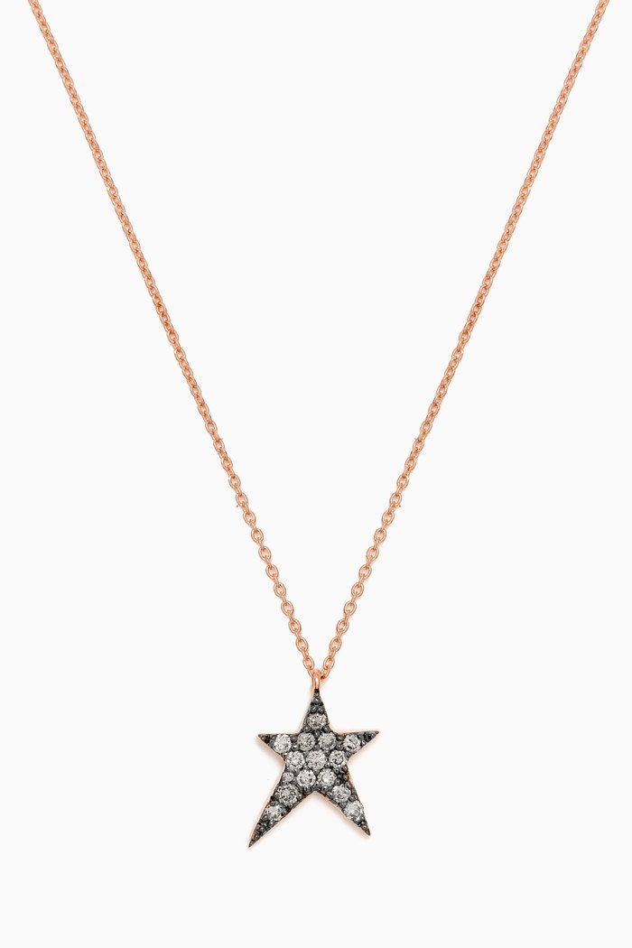 

Maxi Pavé Struck Star Diamond Necklace in 14kt Rose Gold