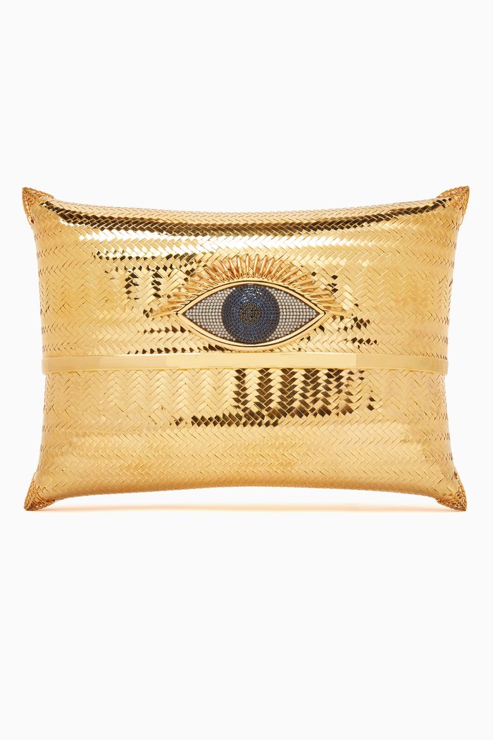 

Evil Eye Evening Bag in Gold-plated Brass