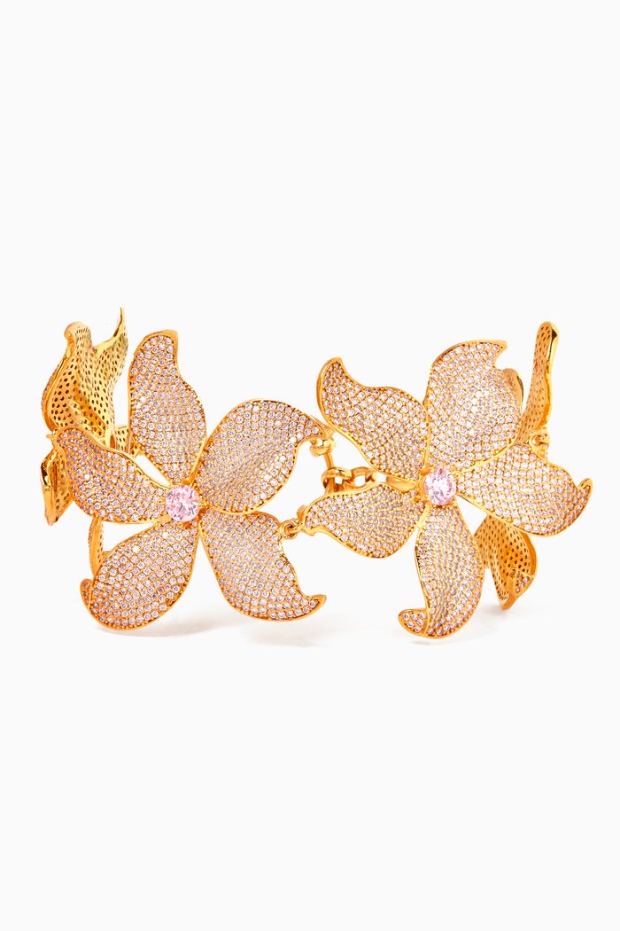 

Lilium Crystal Bracelet in 24kt Gold-plated Bronze