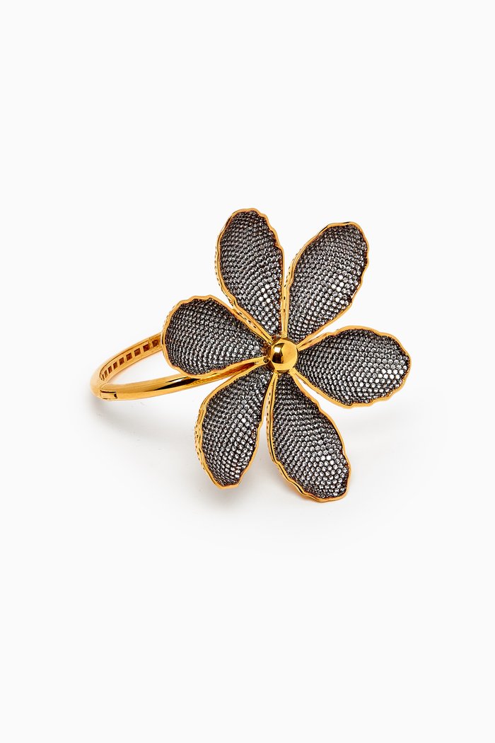

Oversize Magnolia Crystal Bracelet in 24kt Gold-plated Bronze