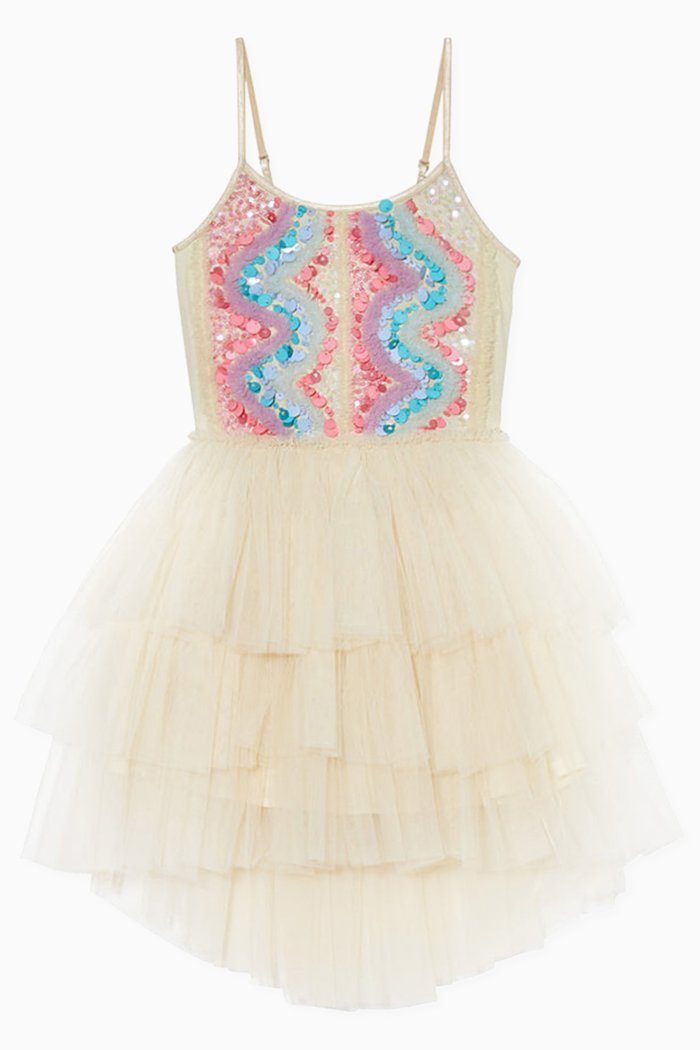 

Gold Dust Tutu Dress in Cotton and Nylon, Neutral