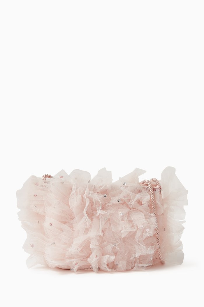 

Glam Rock Crossbody Purse in Tulle, Pink