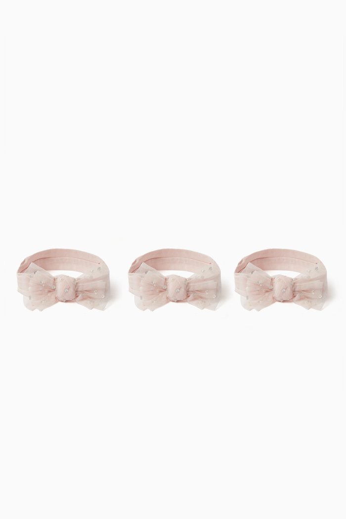

Destiny Bow Headband in Cotton, Set of 3, Pink