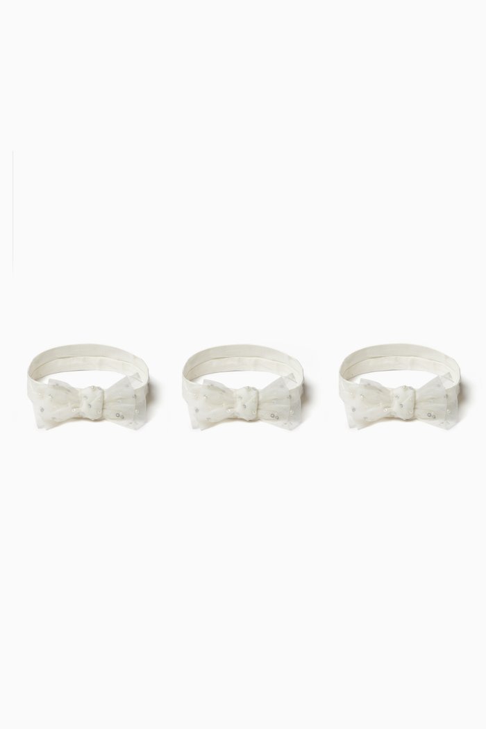 Destiny Bow Headband in Cotton, Set of 3, White