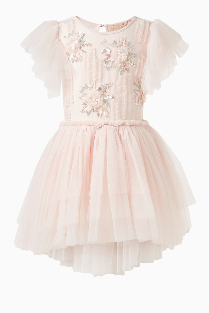 Botanical Bliss Tutu Dress in Cotton & Nylon, Pink