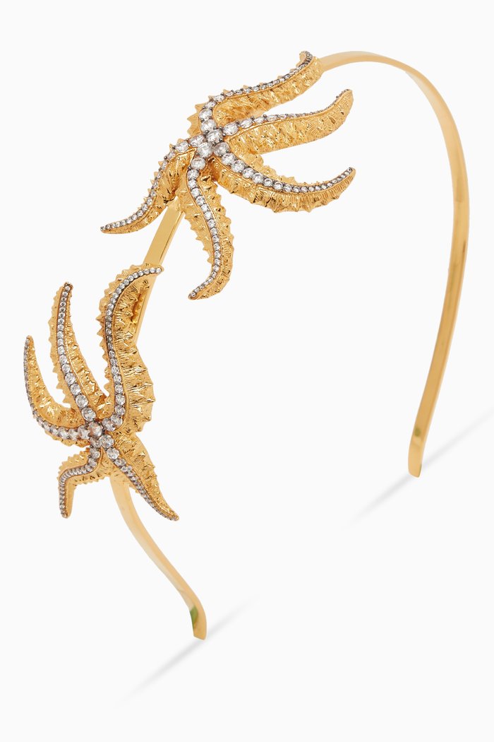 

Sirena Crystal Headband in 24kt Gold-plated Bronze