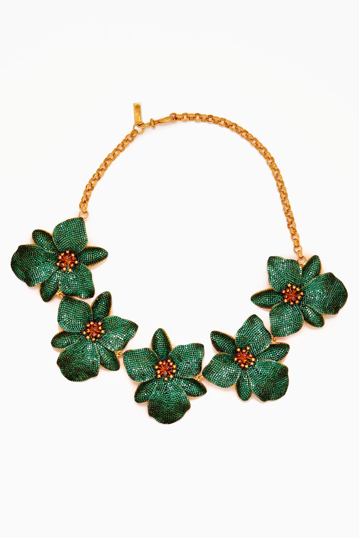 

Botanical Garden Emerald Choker in 24kt Gold-plated Bronze, Green
