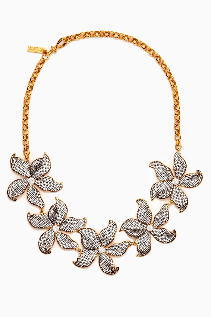 

Lilium Crystal Choker in 24kt Gold-plated Bronze, White
