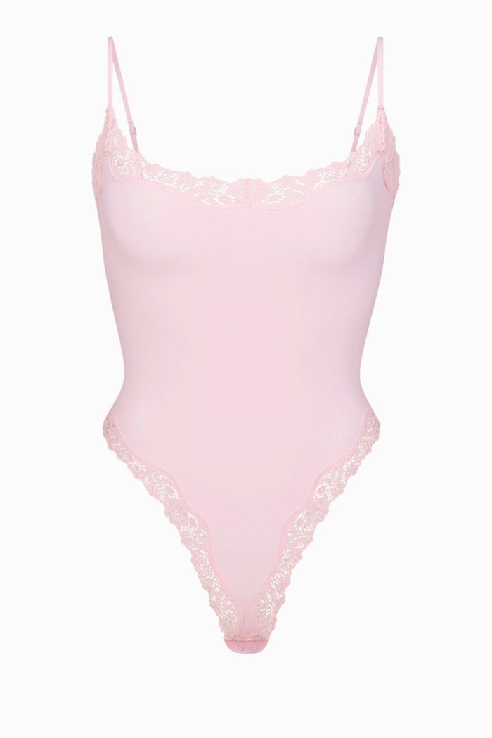 

Fits Everybody Lace Cami Bodysuit, Pink