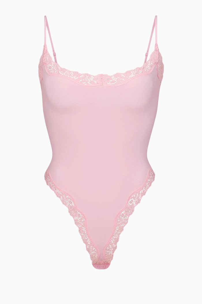 

Fits Everybody Lace Cami Bodysuit, Pink