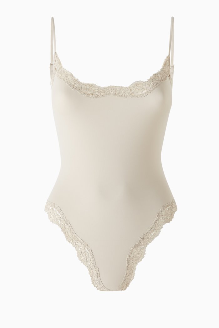 

Fits Everybody Lace Cami Bodysuit, Grey