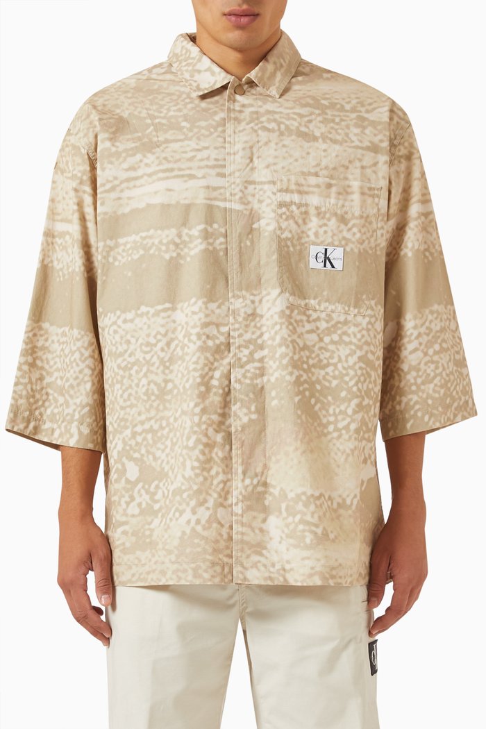 

Oversized Printed Shirt in Cotton, Neutral
