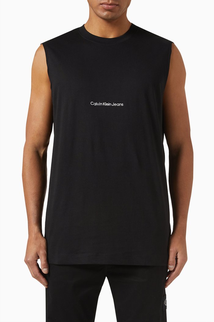 

Logo Tank Top in Cotton, Black