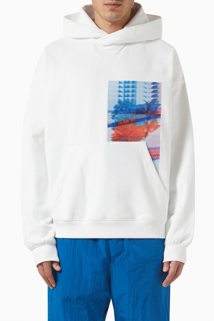 

Embroidered Hoodie in Organic Fleece, White