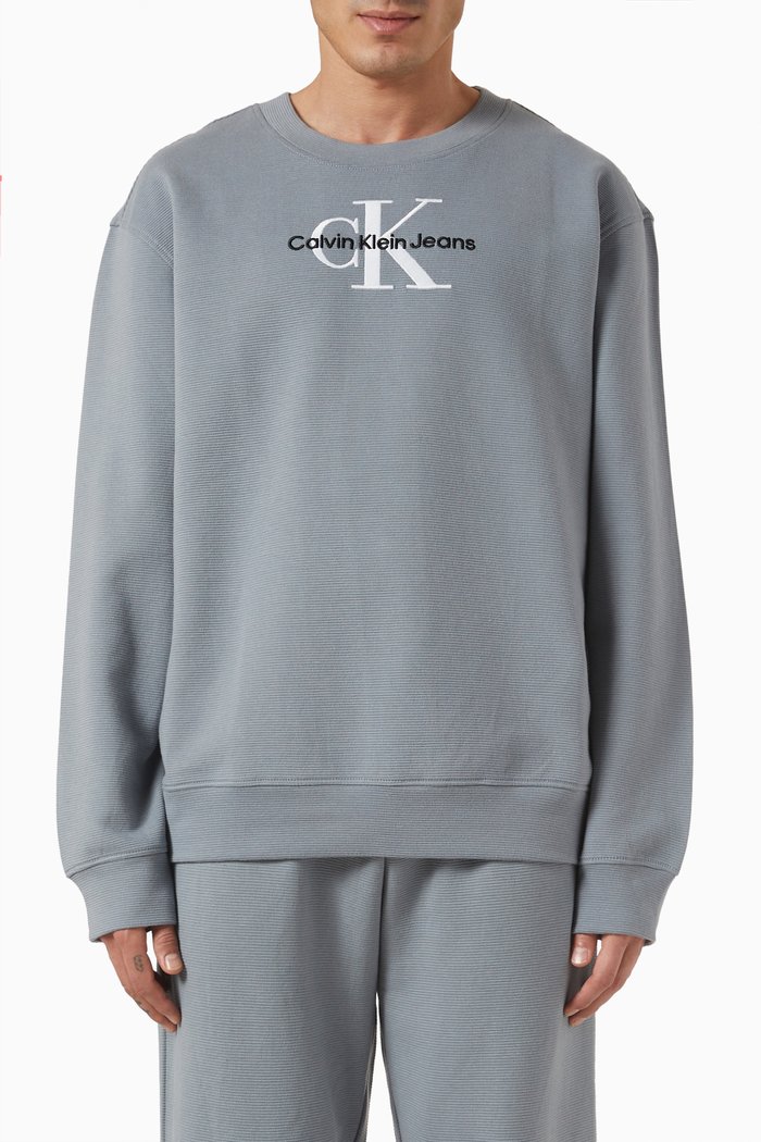 

Monologo Sweatshirt in Rib Knit, Grey