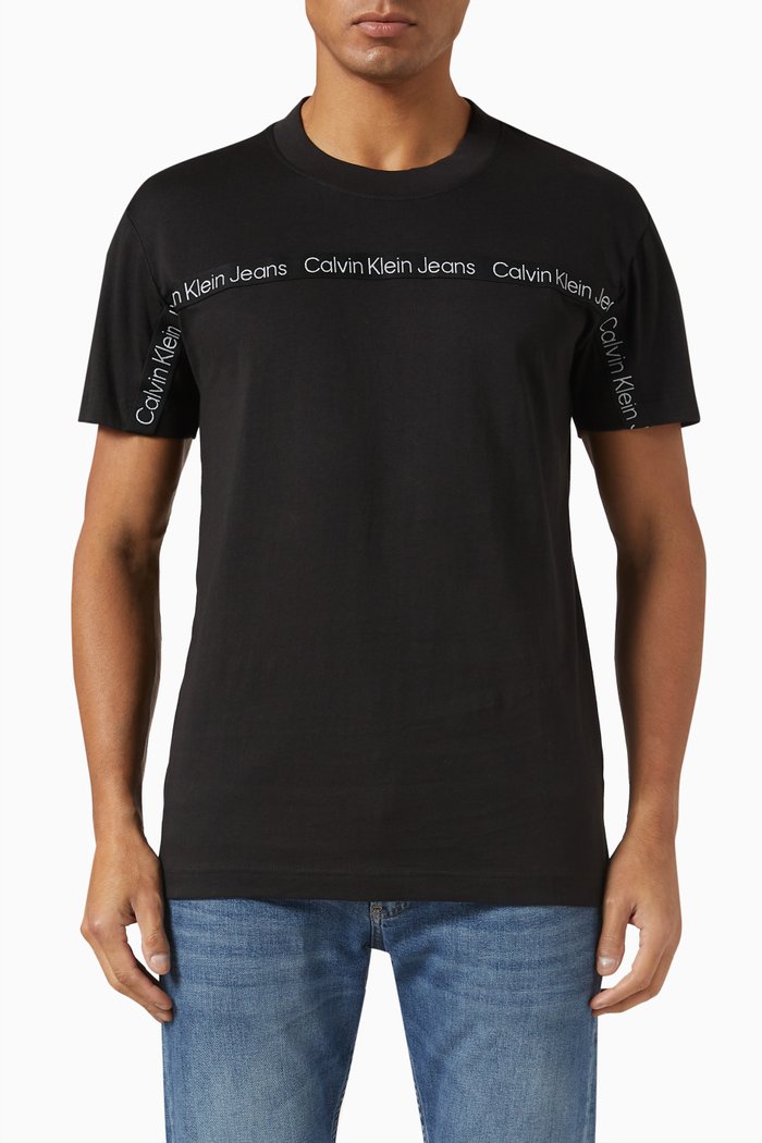

Logo Tape T-shirt in Cotton Jersey, Black