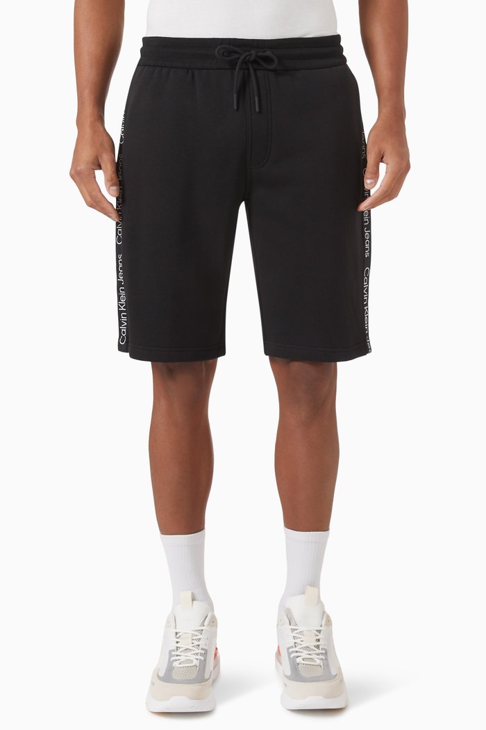 

Logo Tape Shorts in Cotton Blend, Black