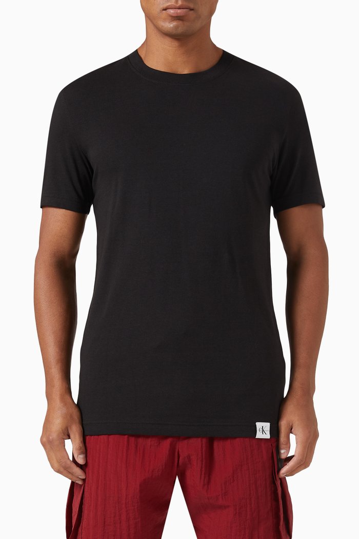 

Logo Tab T-Shirt in Organic Cotton Blend, Black