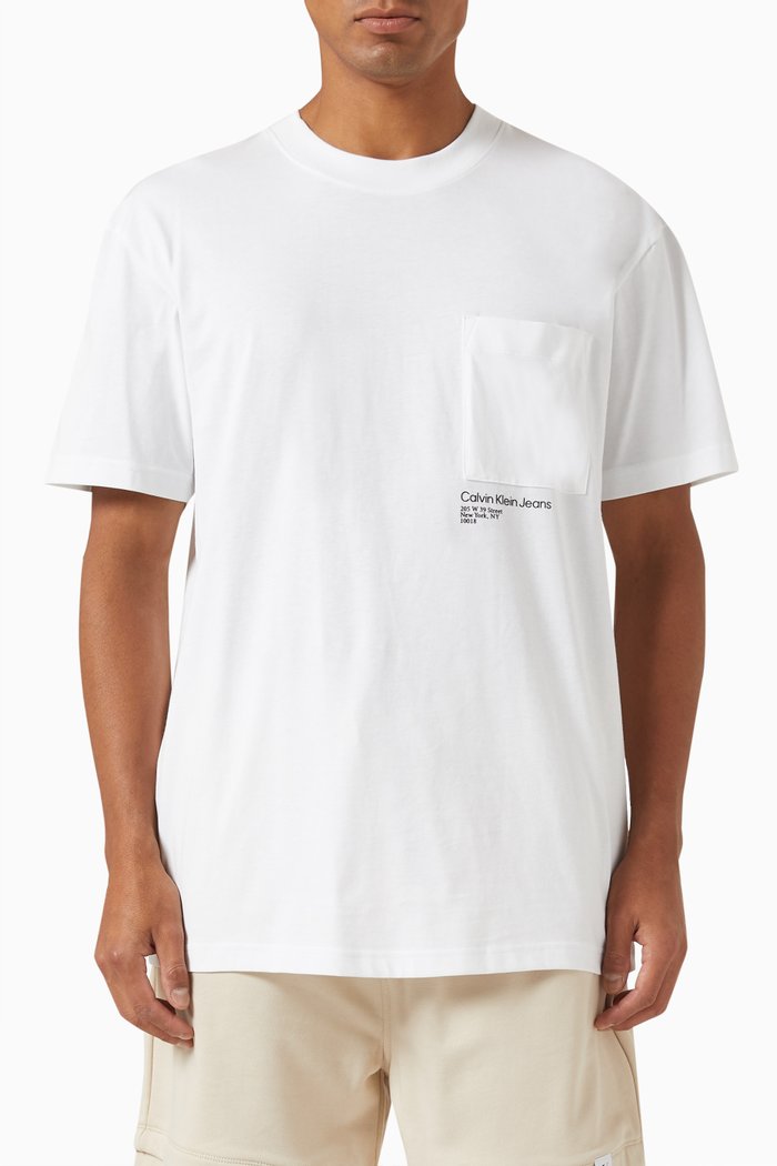 

Graphic Pocket T-Shirt in Cotton, White