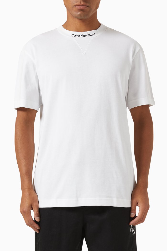 

Collar Logo T-shirt in Organic Cotton Blend, White