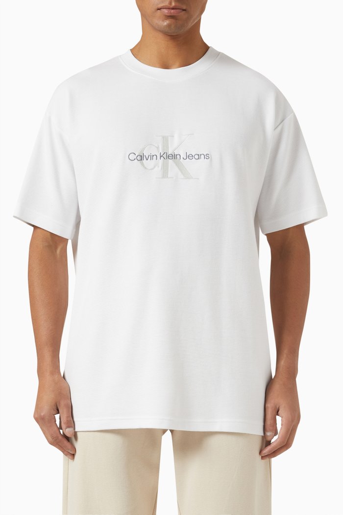 

Monologo T-shirt in Rib Knit Cotton, White