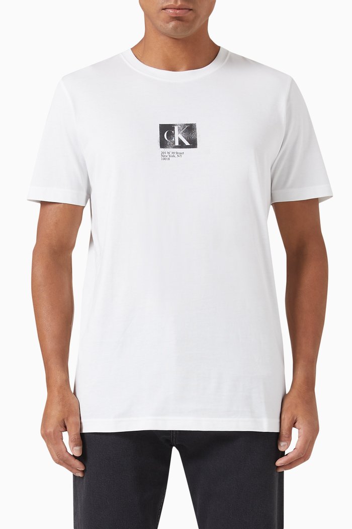 

Graphic Landscape Box Print T-shirt in Recycled Cotton Blend, White