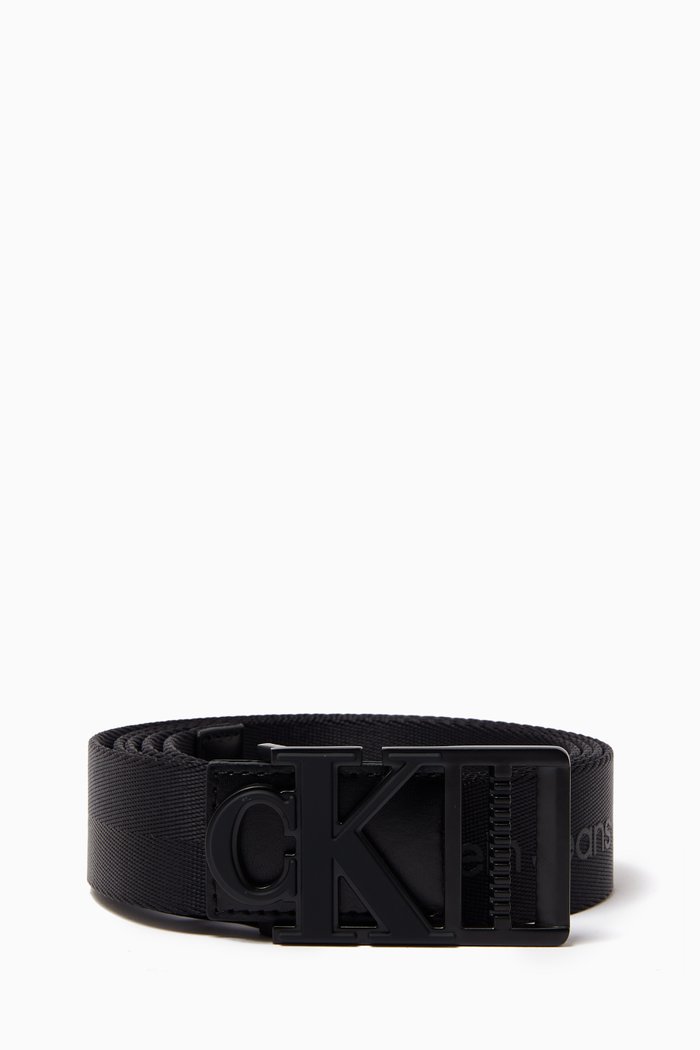 

Monogram Logo Webbing Belt in Recycled Polyester, Black
