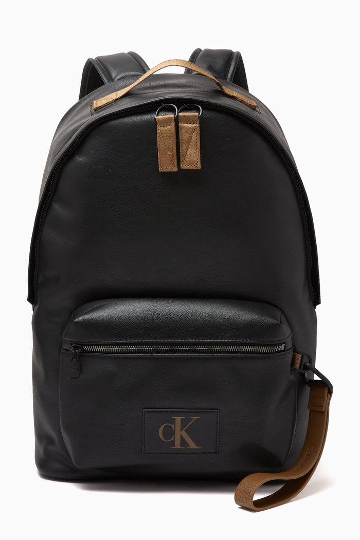 

Tagged Campus Backpack in Faux Leather, Black