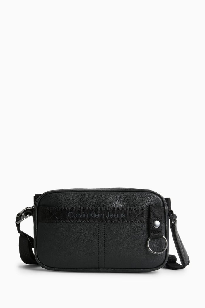 

Convertible Crossbody Bag in Micro-pebbled Faux Leather, Black