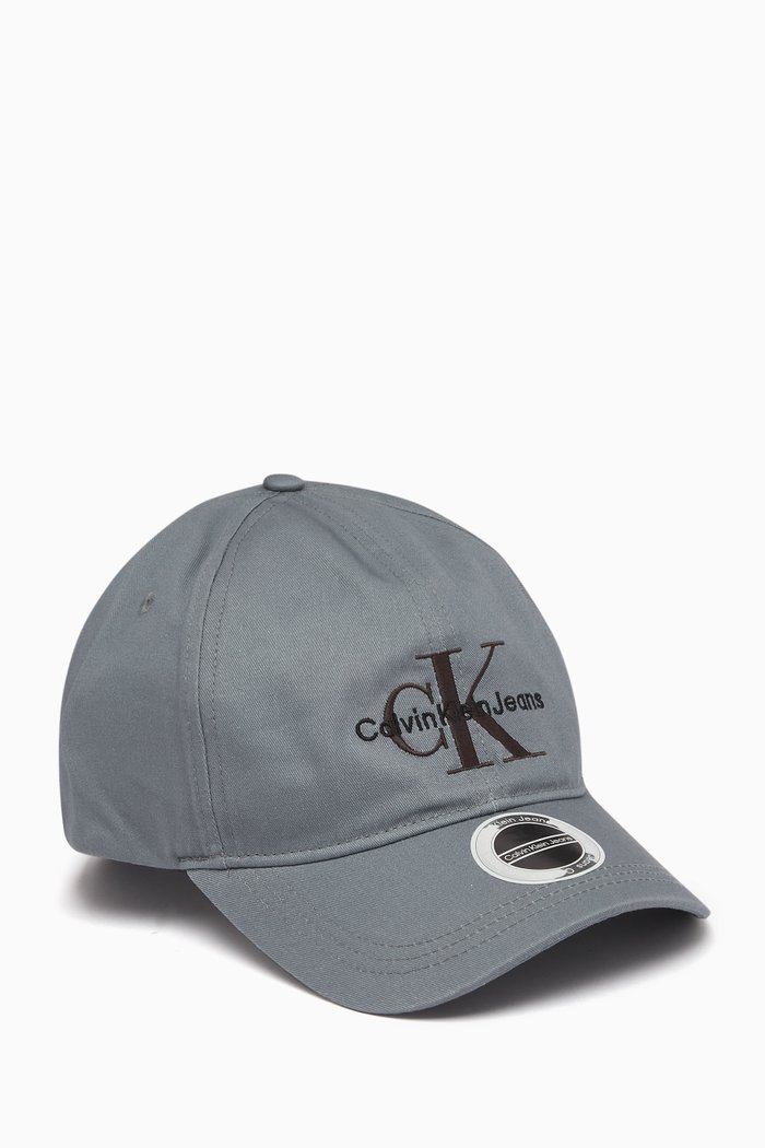 

Embroidered Monogram Logo Cap in Cotton Twill, Grey