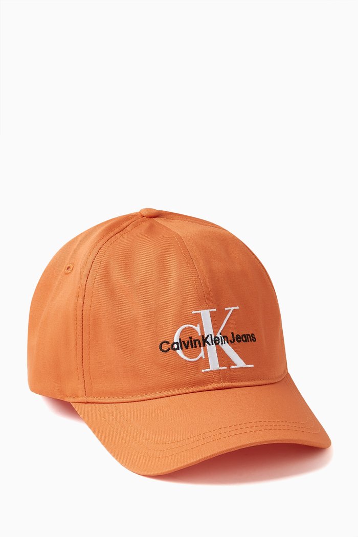 

Embroidered Monogram Logo Cap in Cotton Twill, Orange