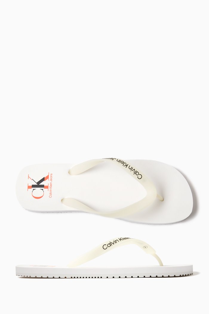 

3D Logo Beach Flip Flops in Rubber, White