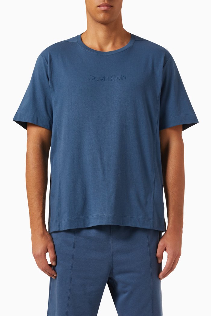 

Logo Gym T-shirt in Cotton Blend Jersey, Blue