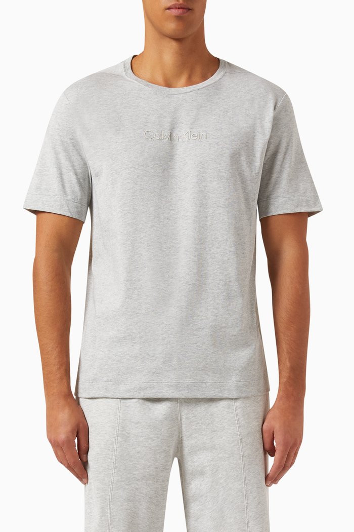 

Logo Gym T-shirt in Cotton Blend Jersey, Grey
