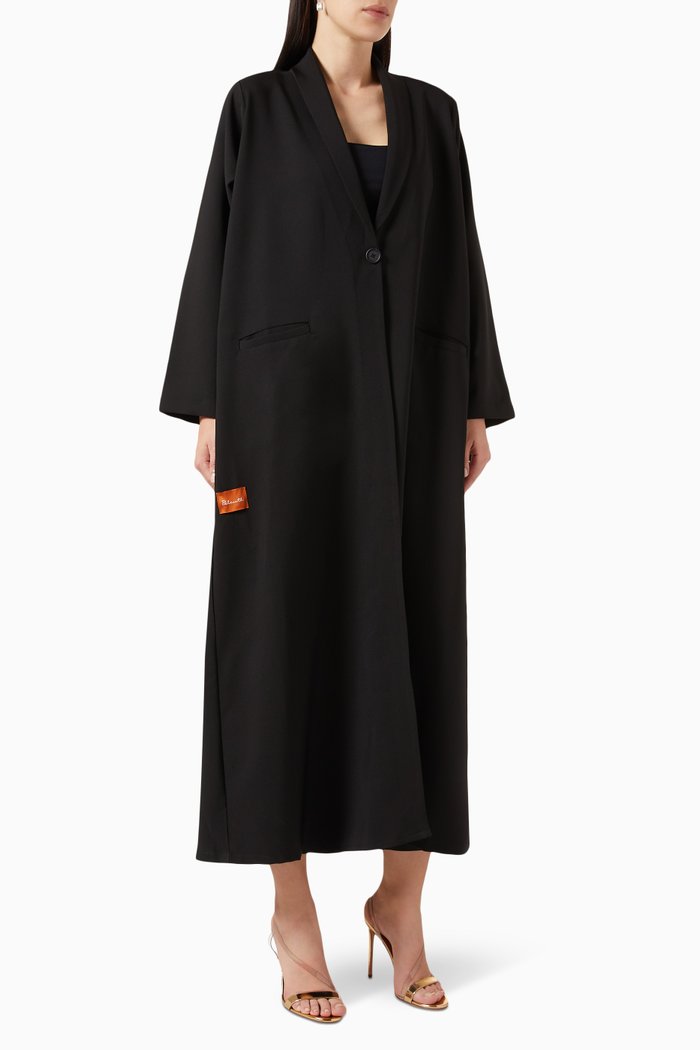 Button Coat Abaya, Black
