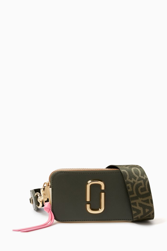 The Snapshot Camera Crossbody Bag in Leather, Green