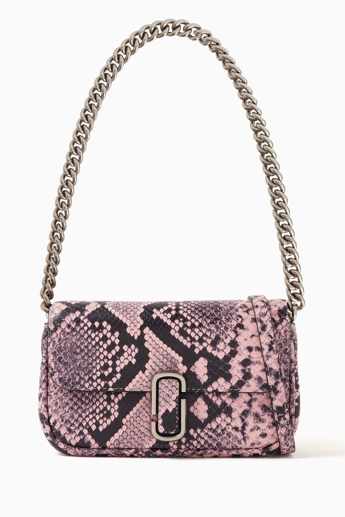 

The Mini J Marc Shoulder Bag in Snake-embossed Leather, Pink