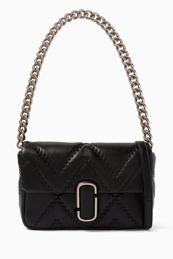 

Medium J Quilted Shoulder Bag in Leather, Black