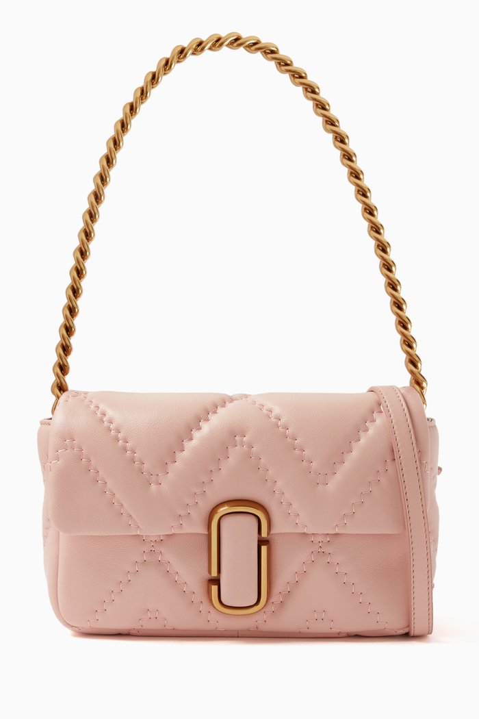 

Medium J Quilted Shoulder Bag in Leather, Pink