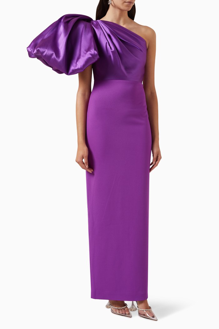 

Karli One-shoulder Maxi Dress in Crepe, Purple